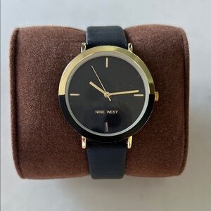 Nine West Men's Watch with Black Strap and Gold Trim